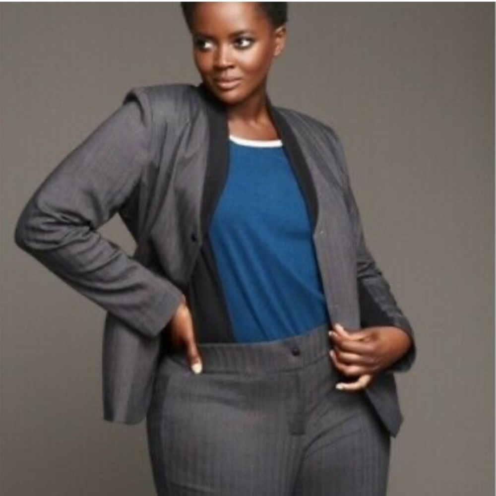 Glamour X Lane Bryant Dk Gray Herringbone Blazer